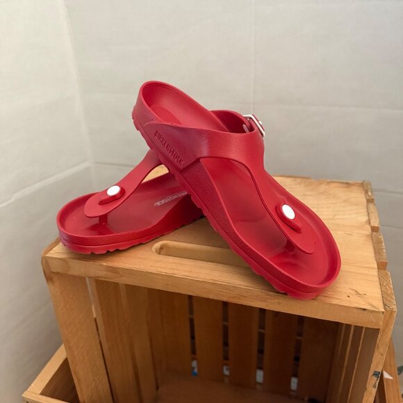 Birkenstock Women Size 37 US 6 - 6.5 Red Gizeh EVA Slip On Comfort Thong Sandals - Picture 13 of 13